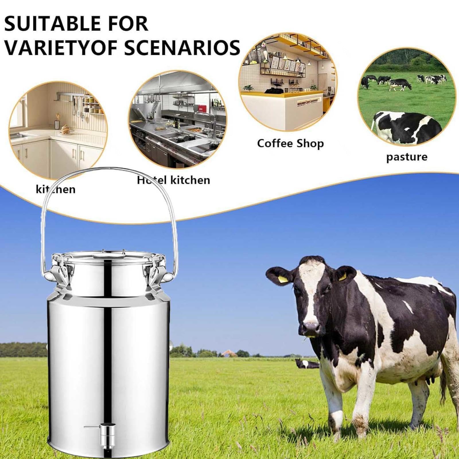 contenitore olio acciaio con rubinetto taniche di latta per olio da contenitore per latte in acciaio inox per cucina e uso domestico,10Liters