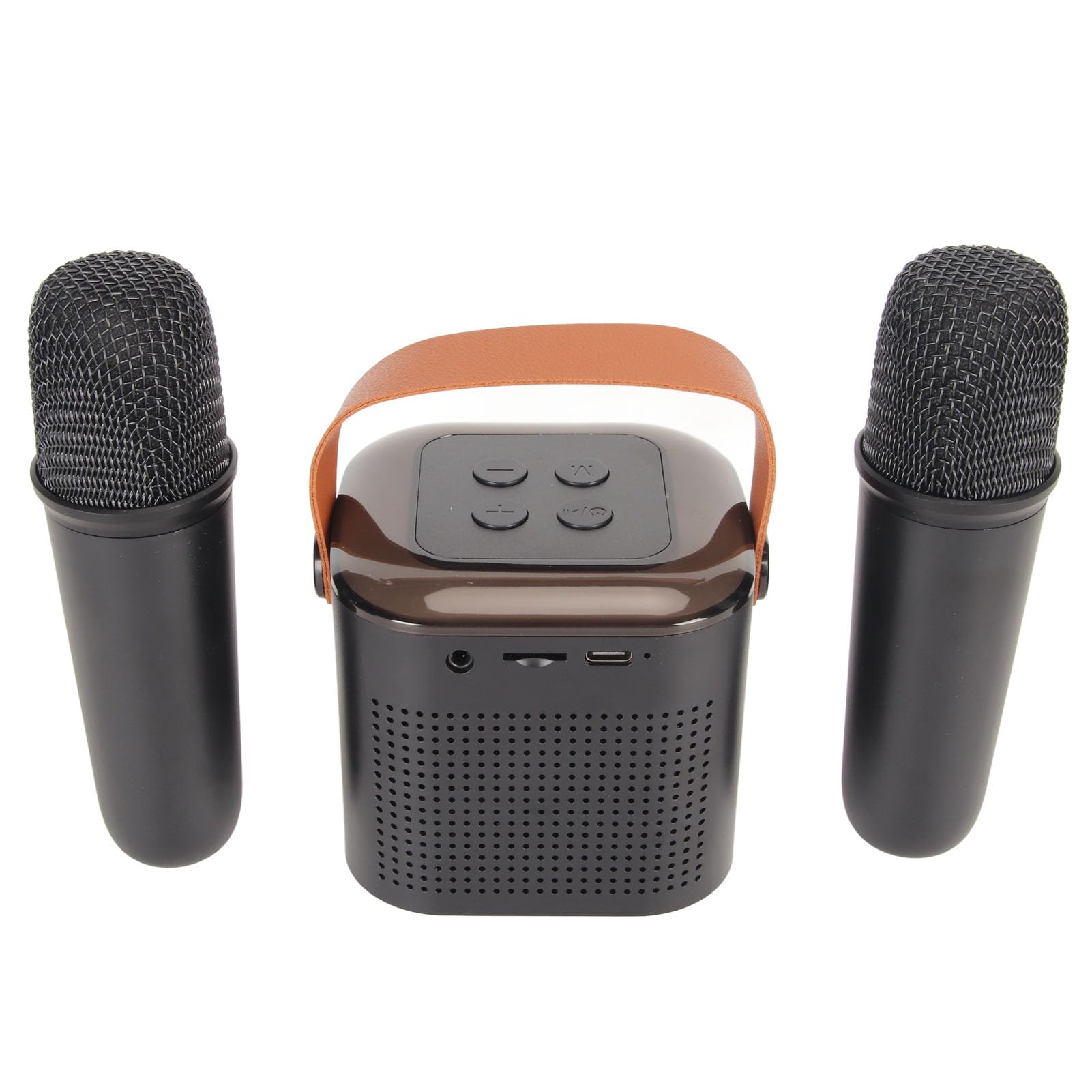 Mini Máquina de Karaoke, Diseño Moderno, Altavoz, Kit de Micrófono, Luz RGB para TV Doméstica (Negro)