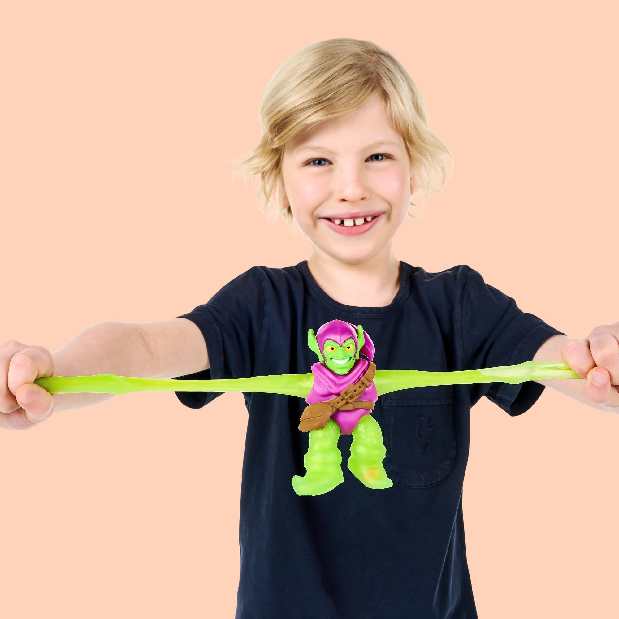 Heroes of Goo Jit Zu Goo Shifters Marvel Edition Stretchy Villain Goo Enhanced Green Goblin | Super Squishy Marvel Toy Figure | Crush The Core | Transform The Color of The Goo