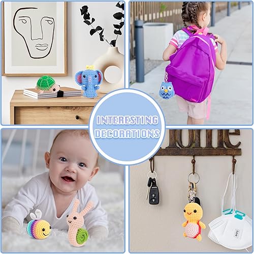 Miniatura 6 de Kit de 6 piezas de ganchillo para principiantes, paquete de inicio de tejido para adultos y niños, kits de animales de ganchillo Amigurumi con
