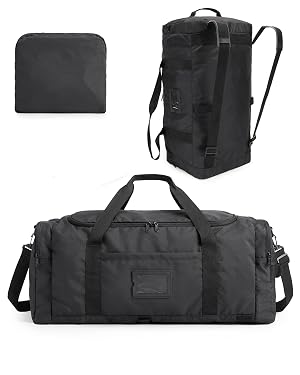BAGSAMRT 60L Foldable Duffle Bag for Travel Large Travel Duffel Bag for Men 4 in 1 Travel Backpack