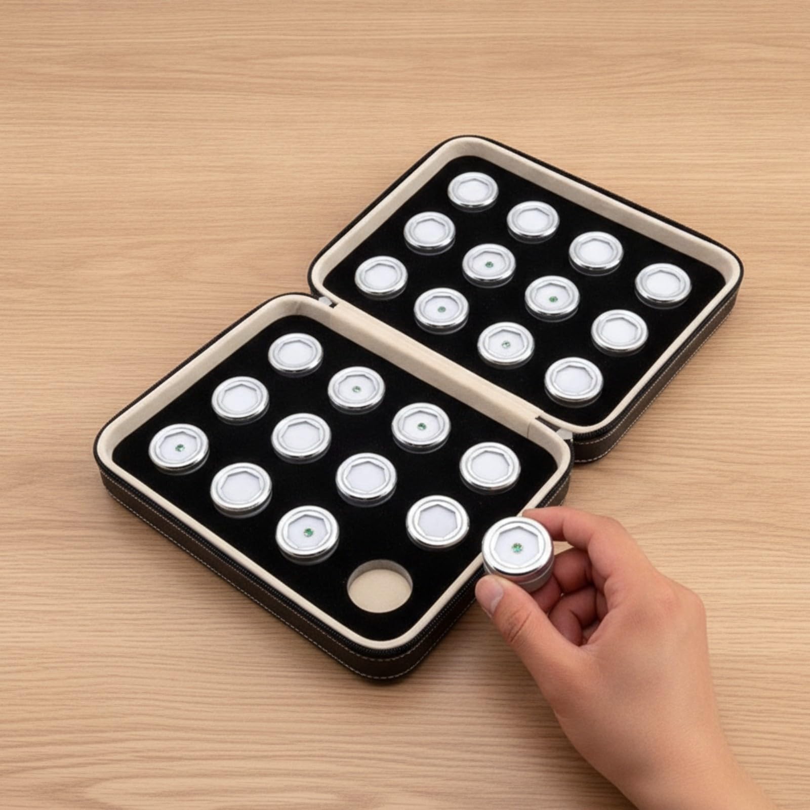 24 Piezas Caja Compartimentos, Negro, Redondo