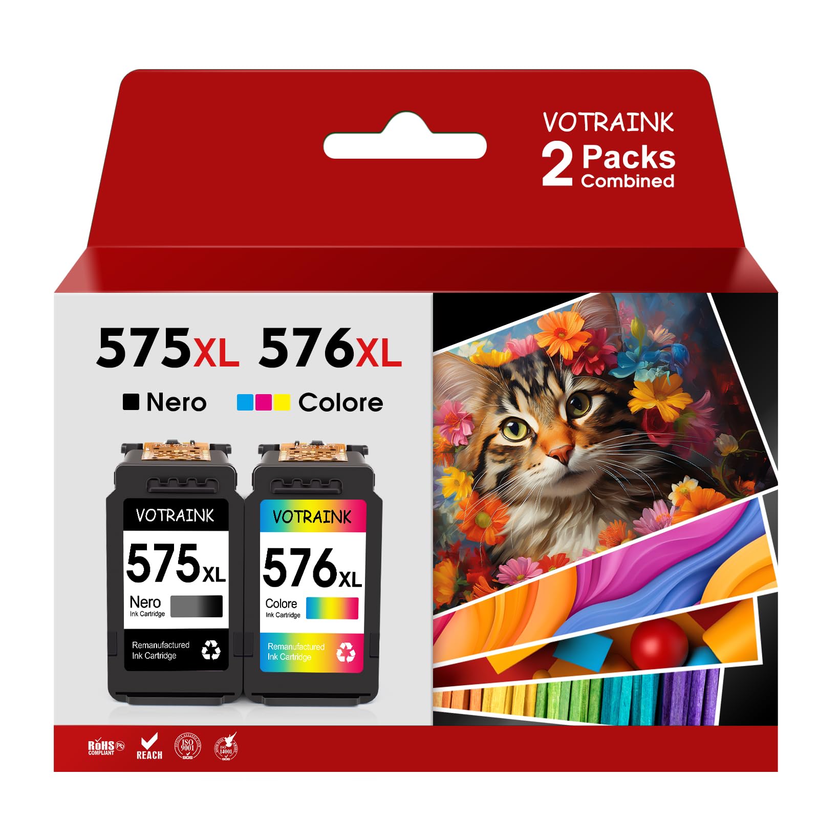 VOTRAINK 575XL 576XL Nero e Colore Cartucce d'inchiostro PG-575XL CL-576XL | cartucce per canon 575 576 xl per TS3550i TS3551i TS3750i TS3751i TS3752i TR4750i TR4751i TR4755i TR4756i (2 Pack)