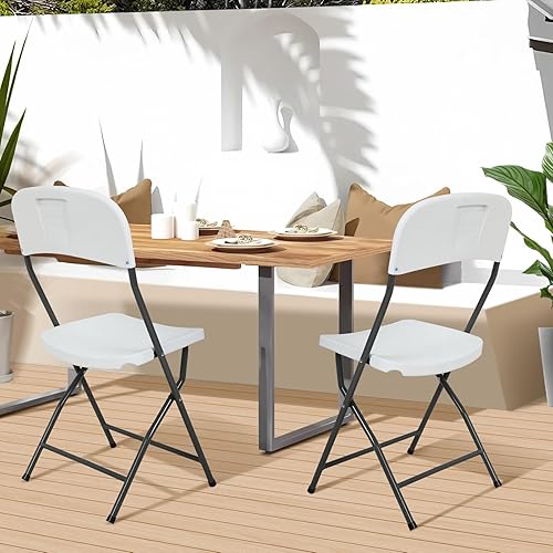 Miniatura 7 de HKLGorg Paquete de 4 sillas plegables, silla plegable de plástico, asiento comercial apilable portátil con respaldo y marco de metal para eventos