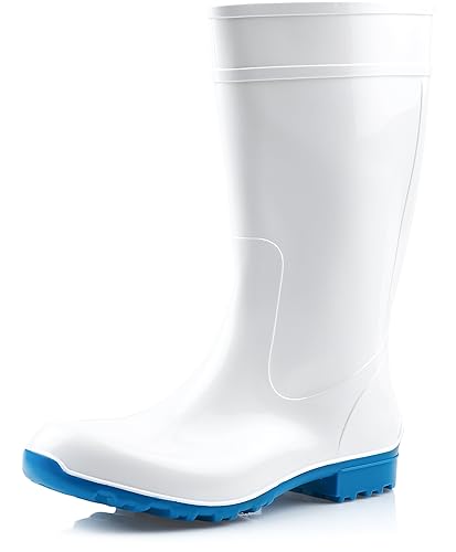 Ladeheid Botas de Agua para Mujeres Zapatos Antideslizantes e Impermeables en Botas de Goma PVC para Mujer Women rubberboots LA-967 - 39 EU - Blanco Azul