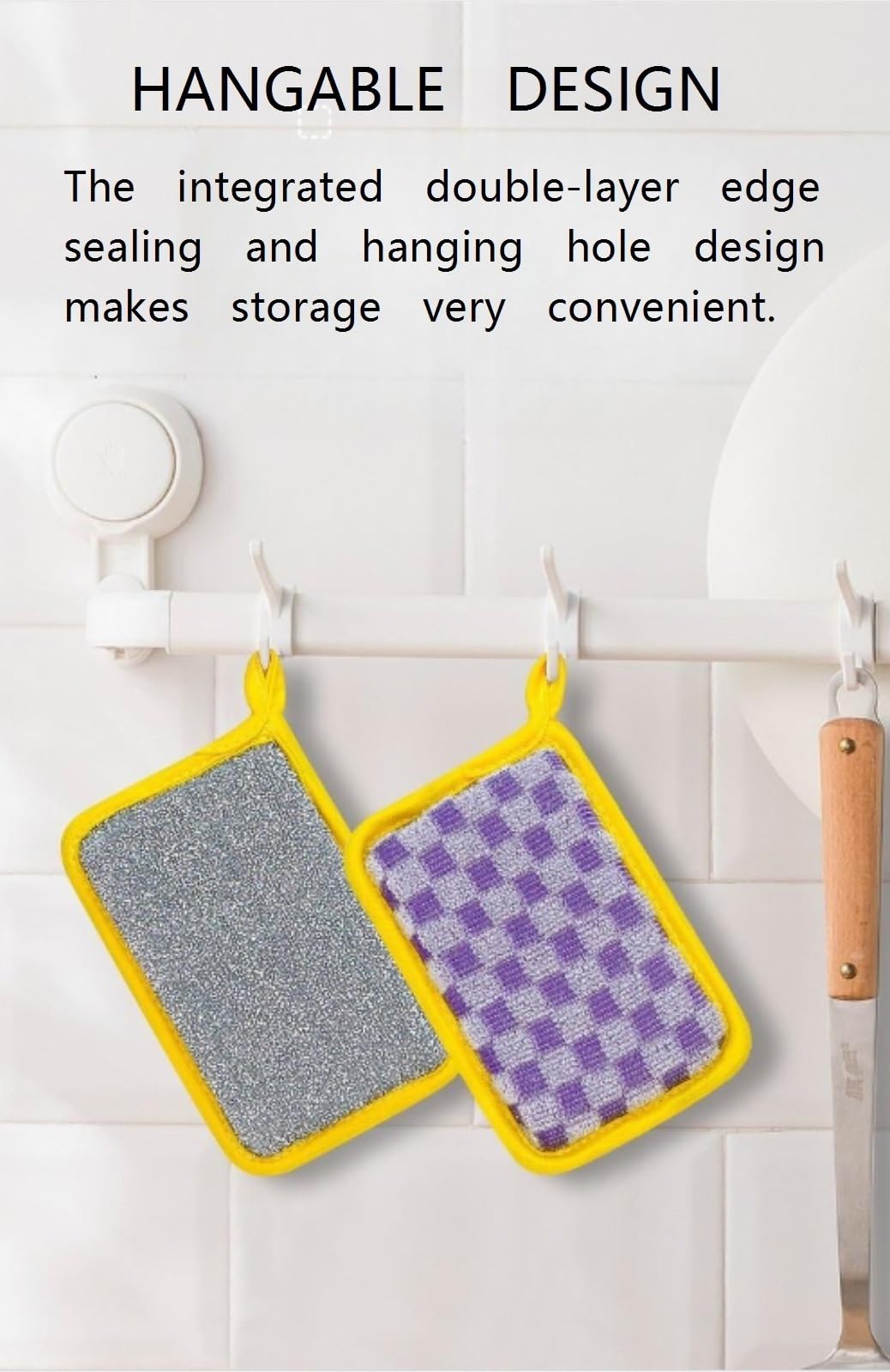 Set di spugne riutilizzabili per la pulizia, spugne abrasive antigraffio su entrambi i lati, per cucina e bagno, confezione da 5 salviette multiuso in cellulosa per una facile pulizia