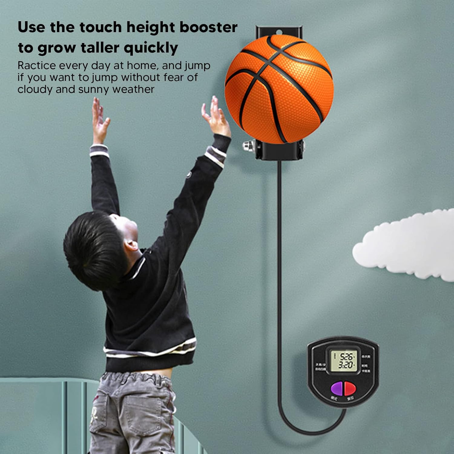 MAVIS LAVEN Kids Touch High Counter, Smart Counting Basketball Trainer with Adjustable Height, for Indoor Wall Mounted Exercise and Growth Promotion Toy