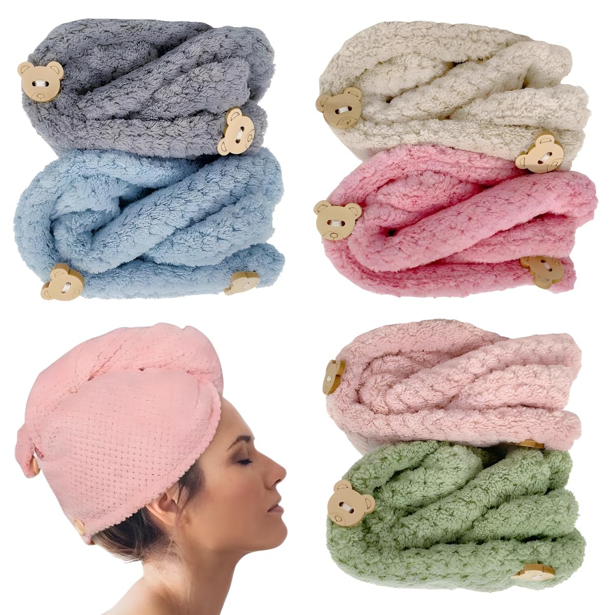 Microfibre hair towel, Quick dry towel, A textured microfibre hair towel wrap, These hair wrap towels come in packs of 2 beautiful pastel colours, hair wrap towel (Aqua Peach)