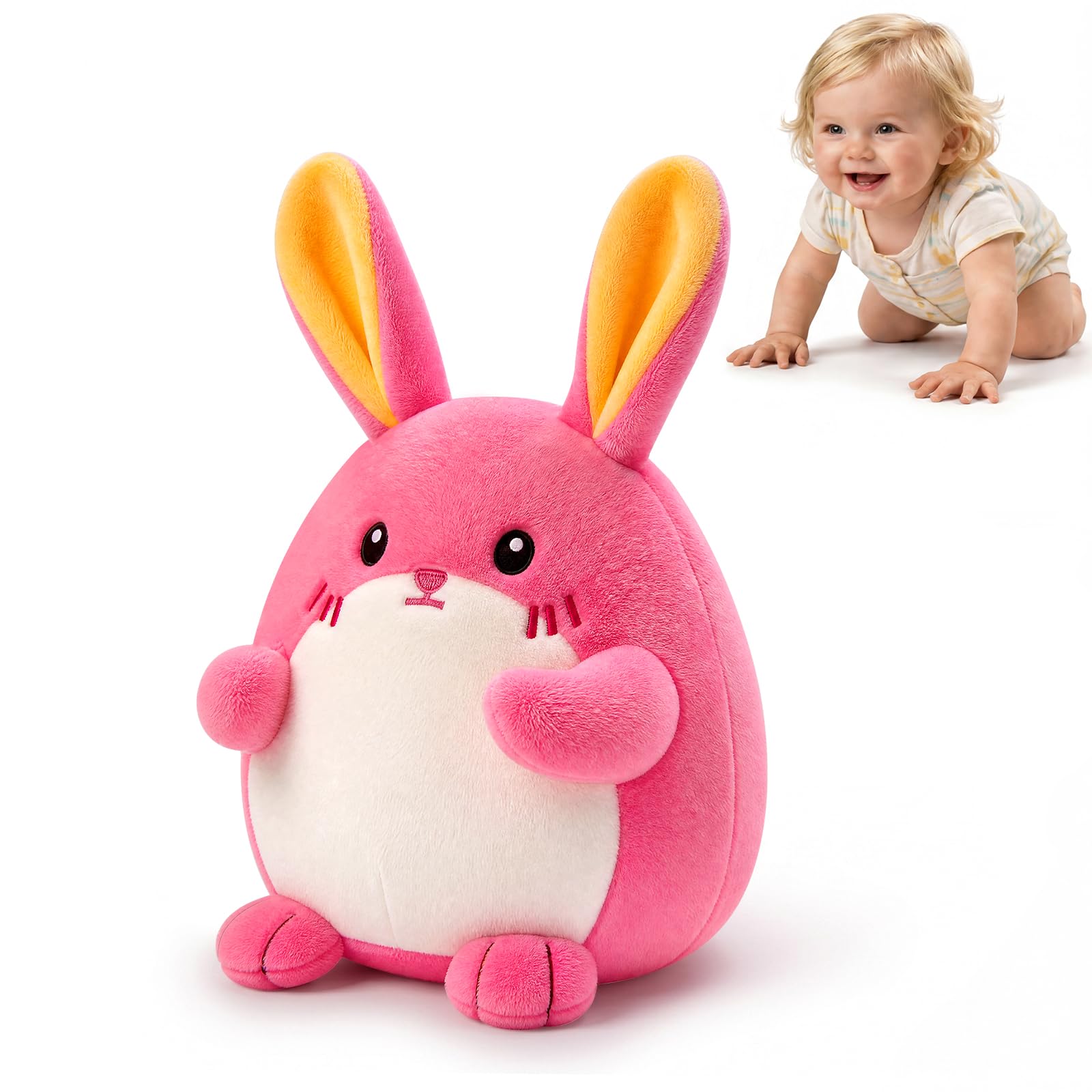 SAIMAND Baby Spielzeug 6-12 Monate, Hase Kuscheltier, Musikalische Spielzeug ab 1 2 Jahr, Tummy Time Toys Sensorik Babyspielzeug ab 6 7 8 9 10 12 Monate, Neugeborenes Geschenk Mädchen Junge