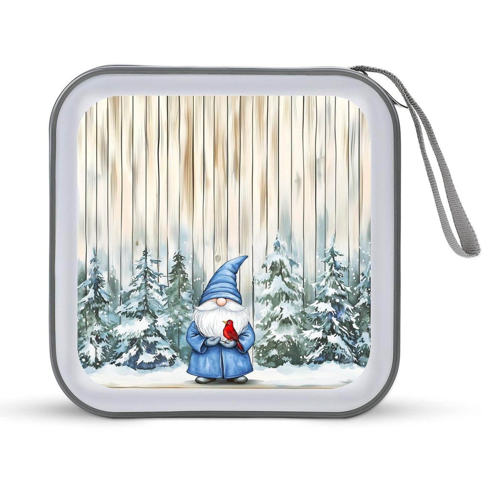 DuduYH Christmas Tree on Tuxedo Cat Head CD Case DVD Storage Case Merry Christmas Winter Snowflakes Portable CD Case Holder Storage CD Wallet Holder Organizer for Car Home Travel