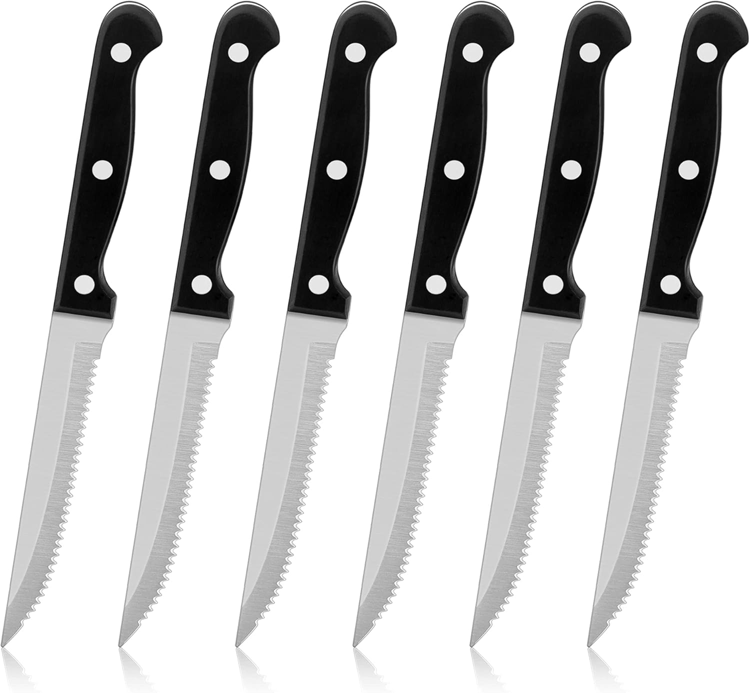 Herogo Steak Knives Set of 6, Stainless Steel Serrated Steak Knife