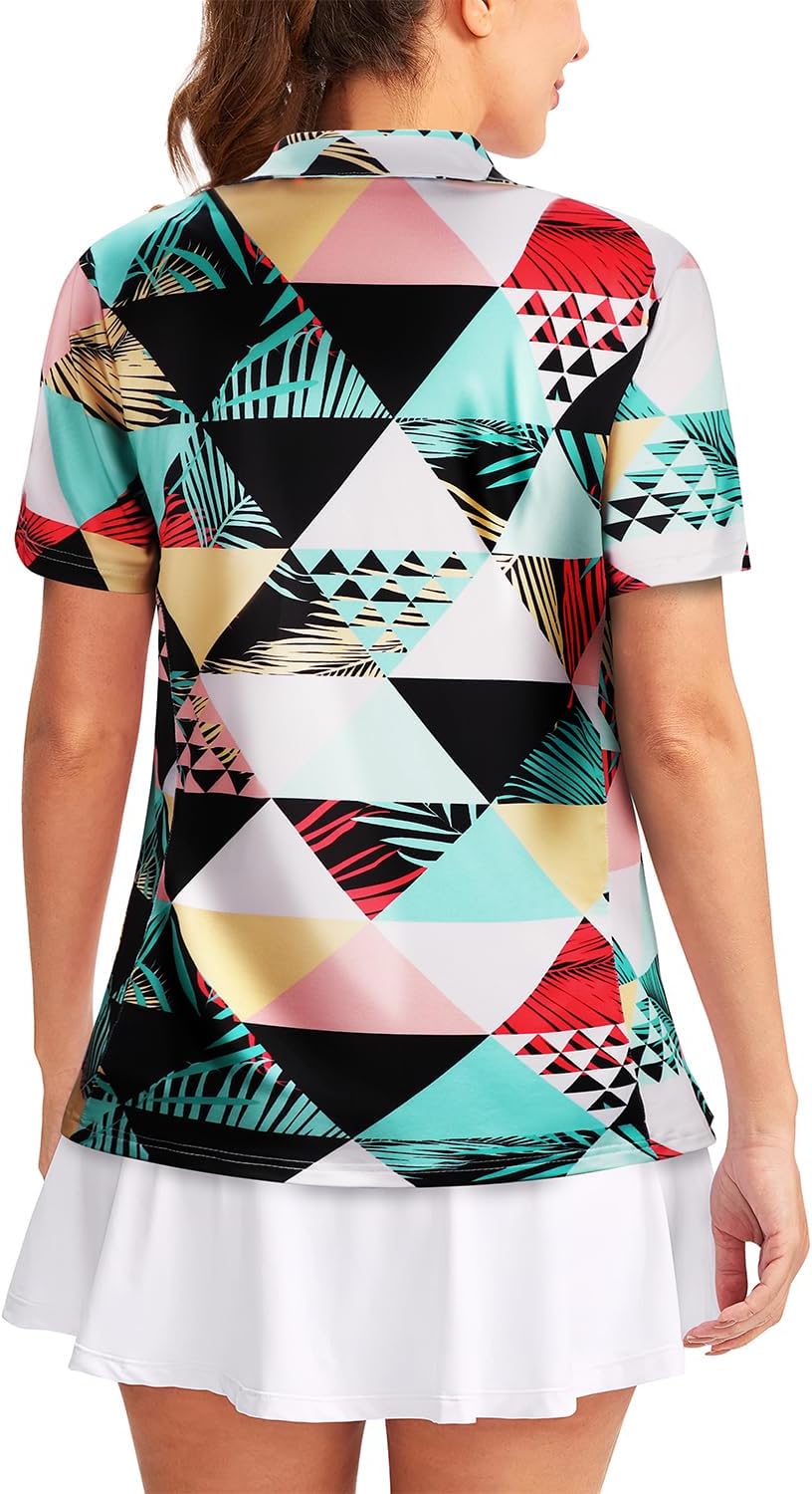 Vldnery Womens Golf Polo Shirts Moisture Wicking Running Workout Tops Print Short Sleeve Tennis Clothes Loose Fit - Image 4