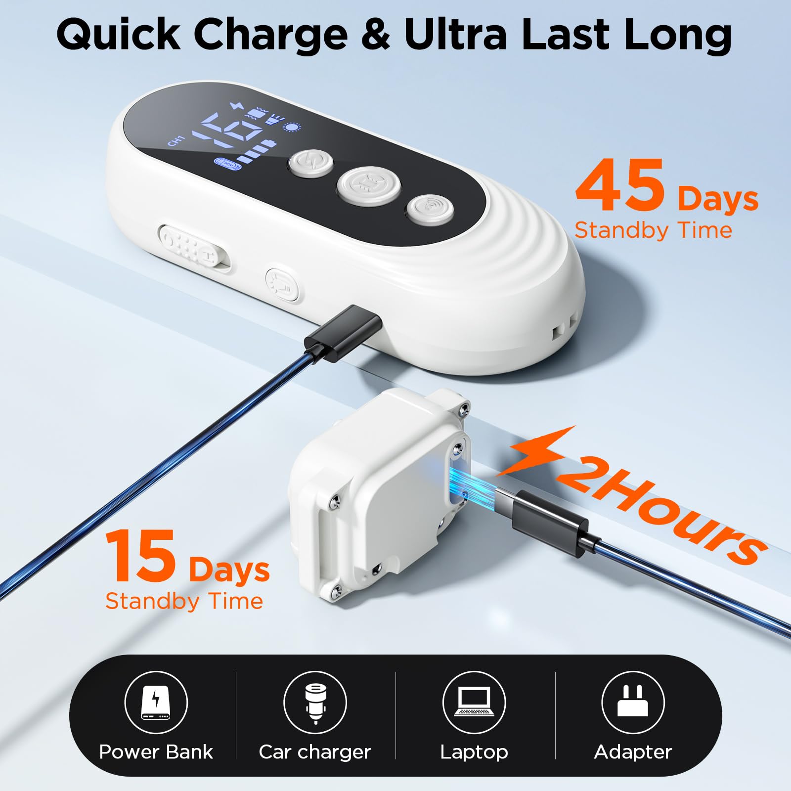 Dog Shock Collar, 3300ft Dog Training Collar with Remote, IPX7 Waterproof Rechargeable Sleek Modern Shock Collar for Small, Medium, Large Dogs with Beep, Vibration, Safety Shock, Light Mode, 8-120 lbs - image 7