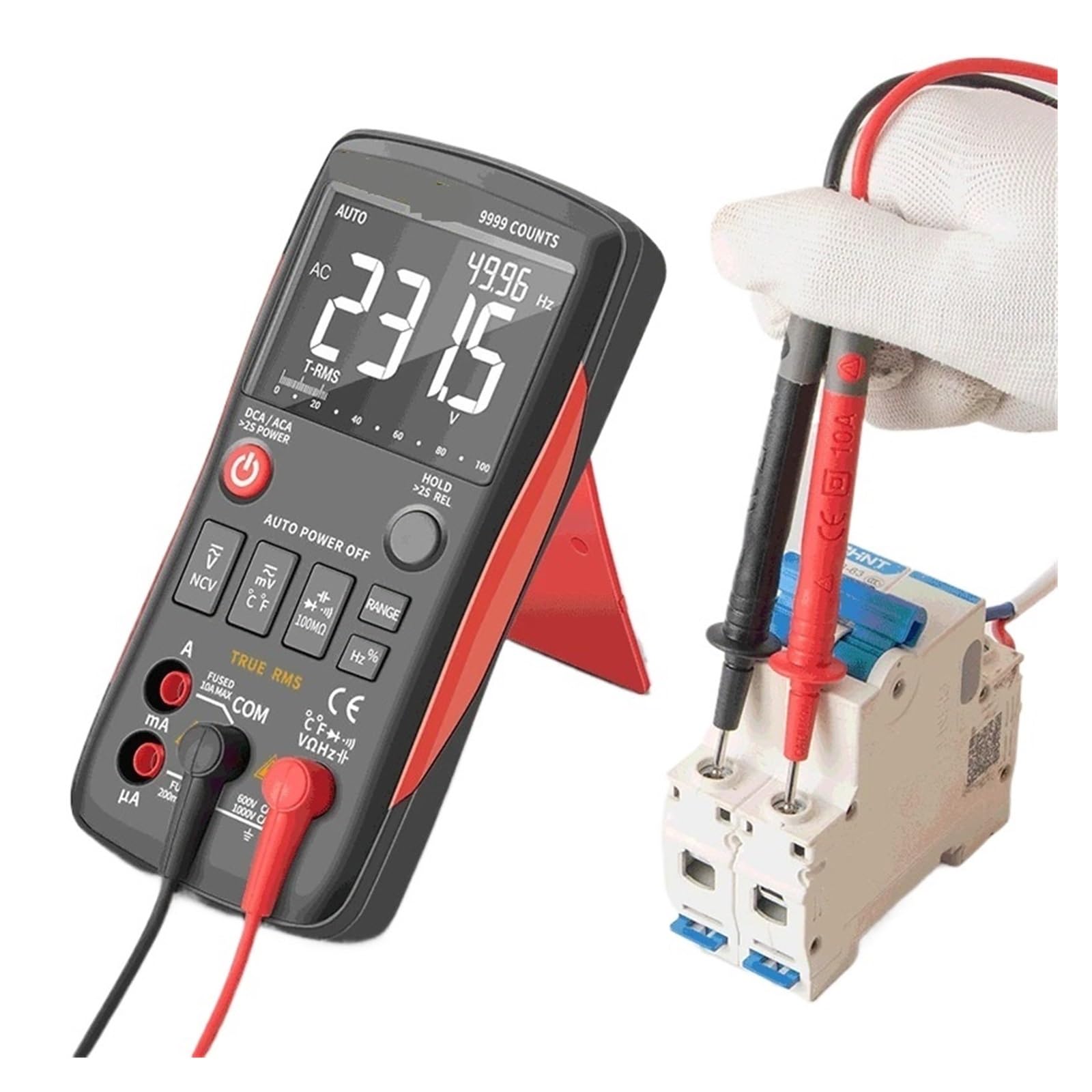 ANENG Q1 Cyfrowy multimetr 9999 Analogowy tester True RMS Profesjonalny multimetr DIY Tranzystor Kondensator Testery NCV Miernik LCR Precyzyjny i szybki(Q1 Red)