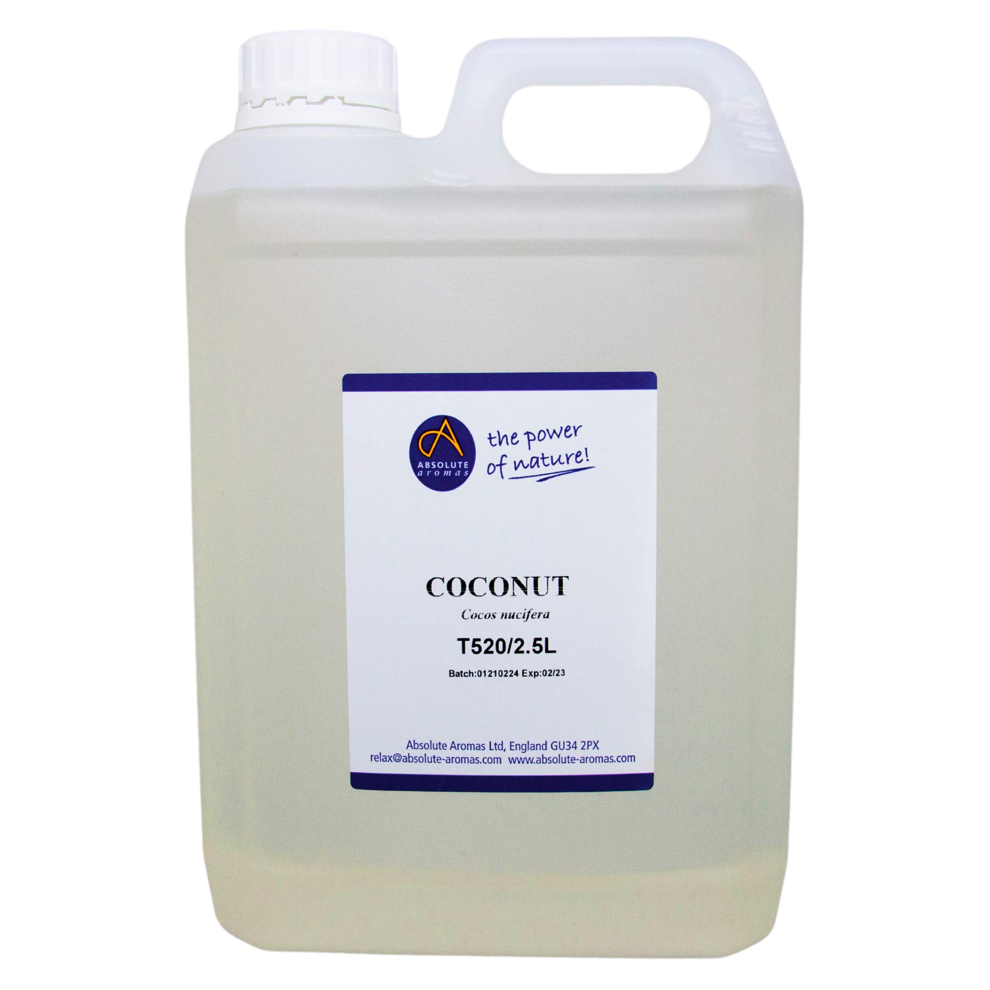 Absolute Aromas Fractionated Coconut Oil - 100% Pure, Unscented and Natural Carrier Oil - for Massage, Aromatherapy and Blending Essentials Oils - Use on Hair and Skin (2.5L)