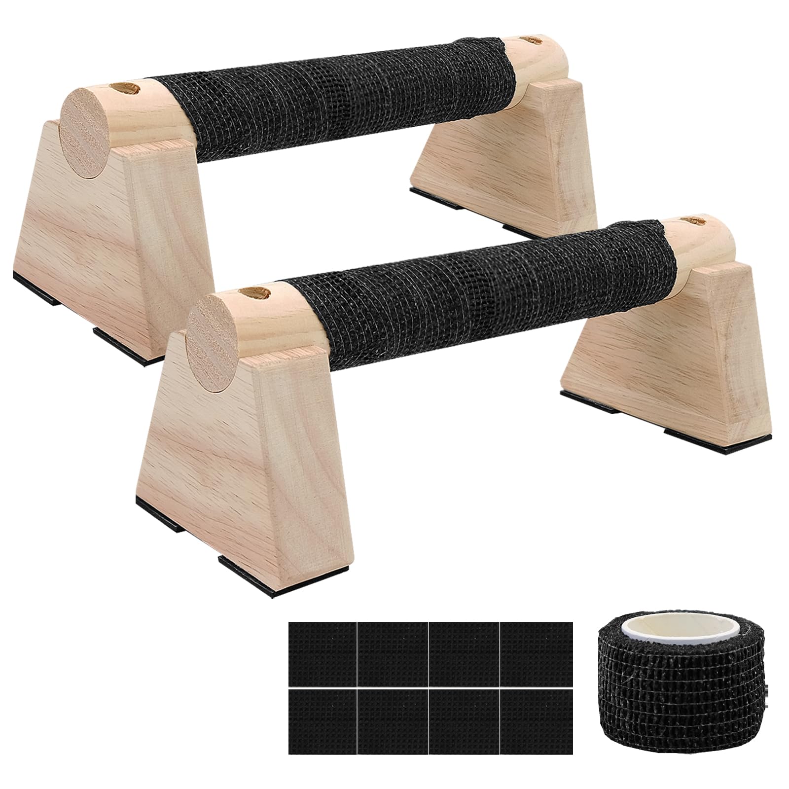Wooden Parallettes Bars, Solid Pushup Bars Stands with Non Slip Grip and Rubber Feet, Handstand Bars for Calisthenics, Fitness, Gymnastics, Dips and Bodyweight Training