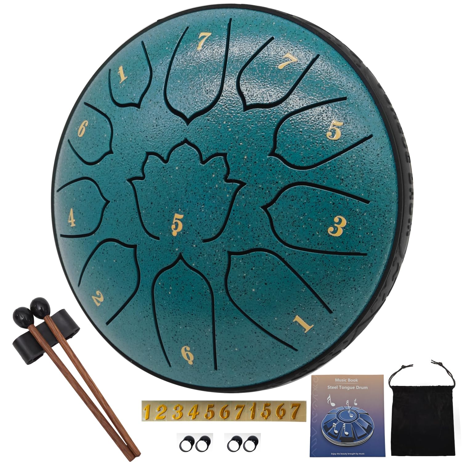 Regentrommel für den Außengarten, 6 Zoll Stahlzungentrommel mit 11 Noten, Schlaginstrument, inklusive Softtasche, Notenheft, Schlägel, ideal für Meditation, Yoga, Entspannung