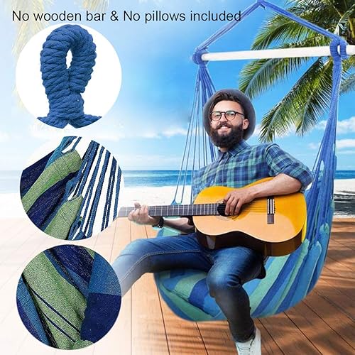 Miniatura 2 de Silla hamaca colgante de cuerda para interiores y exteriores, columpio de hamaca de tejido de algodón resistente, hamaca colgante máximo de 300