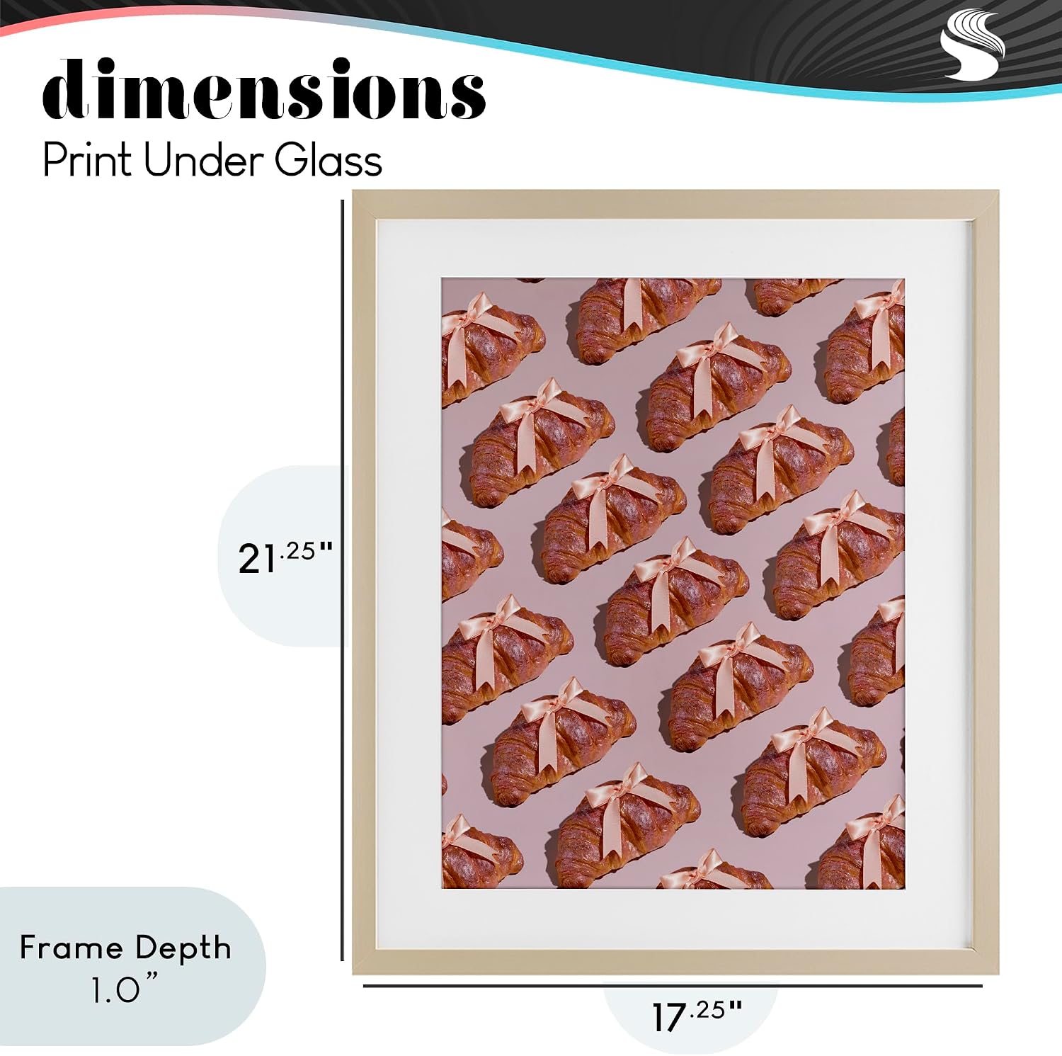 Croissants with Ribbons Glam, 17 x 21 Inch Framed Print Under Glass