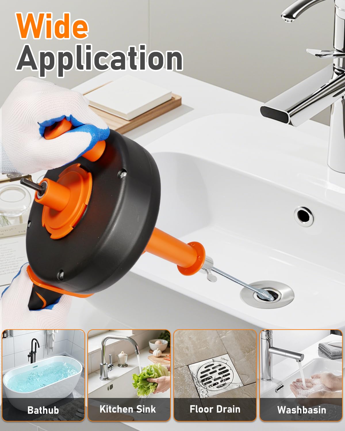 13m Rohrreinigungsspirale, Abflussreiniger Spirale für Außenabflüsse, Spirale Abfluss Rohrreinigung, Abflussspirale für Küche, Waschbecken, Badewanne