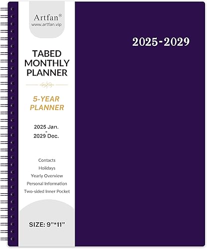Agenda mensual 2024-2028, calendario mensual de 5 años de enero de 2024 a diciembre de 2028, agenda mensual de 60 meses, 9 x 11 pulgadas, calendario