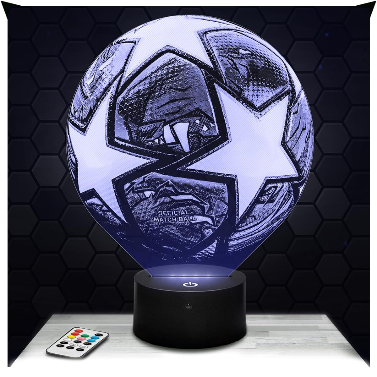 Lampephoto.fr - Football Ball 3D Lamp, Night Light 3D LED Illusion Lamp, Gift Idea for Sporty Men, Night Light for Children's or Adult's Bedroom, Original Christmas, Gift