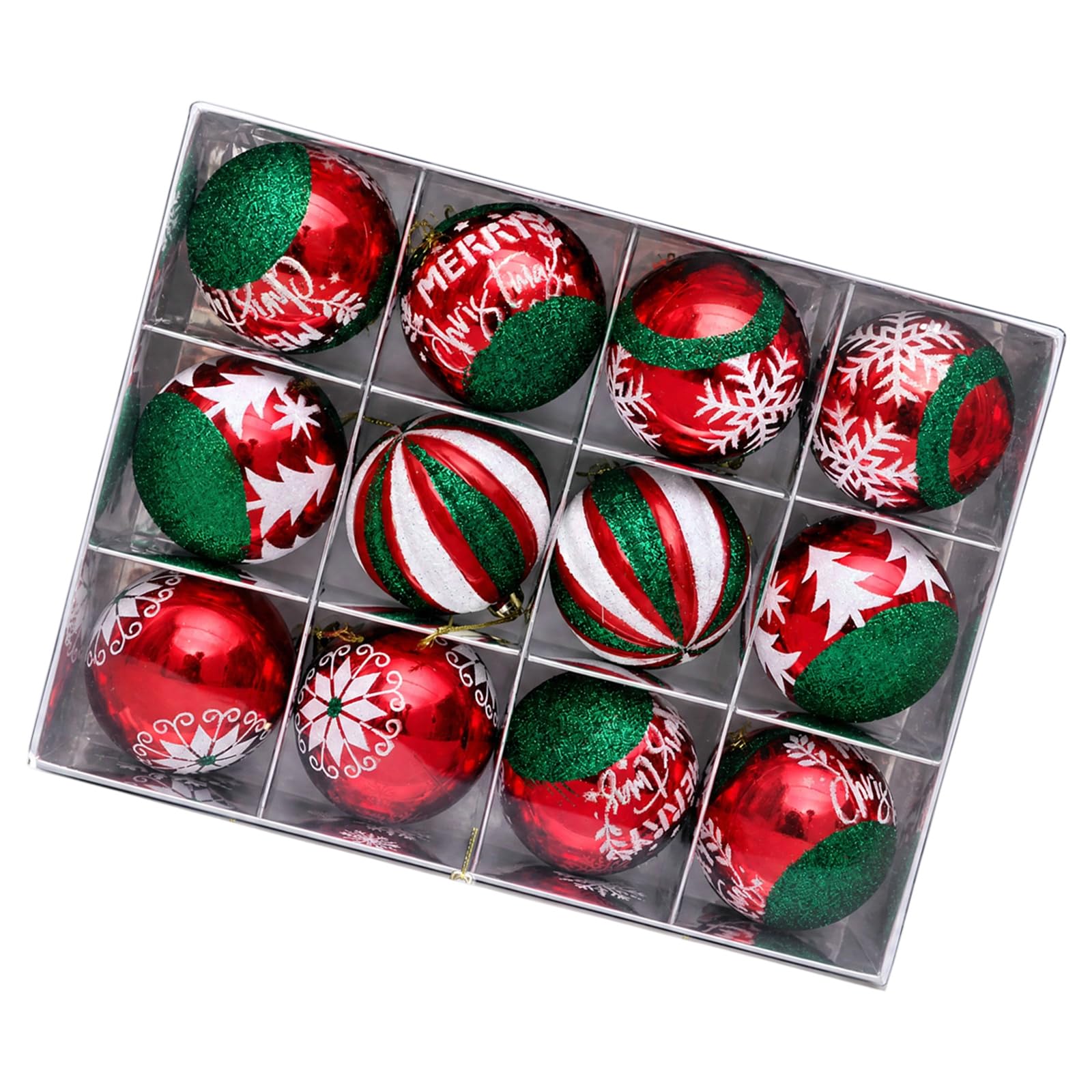 carotoe Of 12 Hand Painted Christmas Decors Sphere Shatterproof Hand Painted Christmas Baubles for Elegant Tree Adornment Sphere Ornament