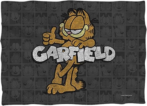 Trevco Garfield/Retro (impresión frontal/trasera) - Funda de almohada de poliéster de 20 x 28 pulgadas, color blanco, talla única