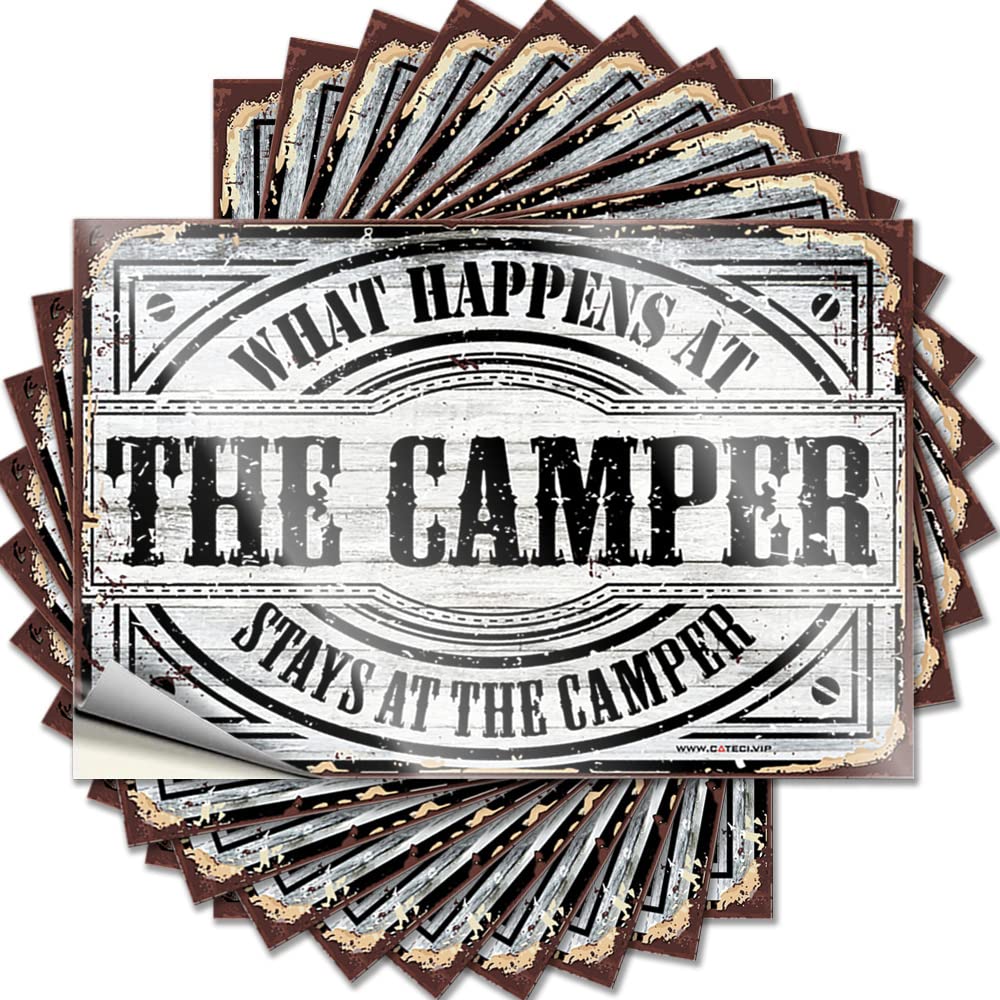 Quote Accent, Drinking Tumbler What Happens At The Camper Stays At The Camper | Farmhouse Porch Decor(12X18CM)
