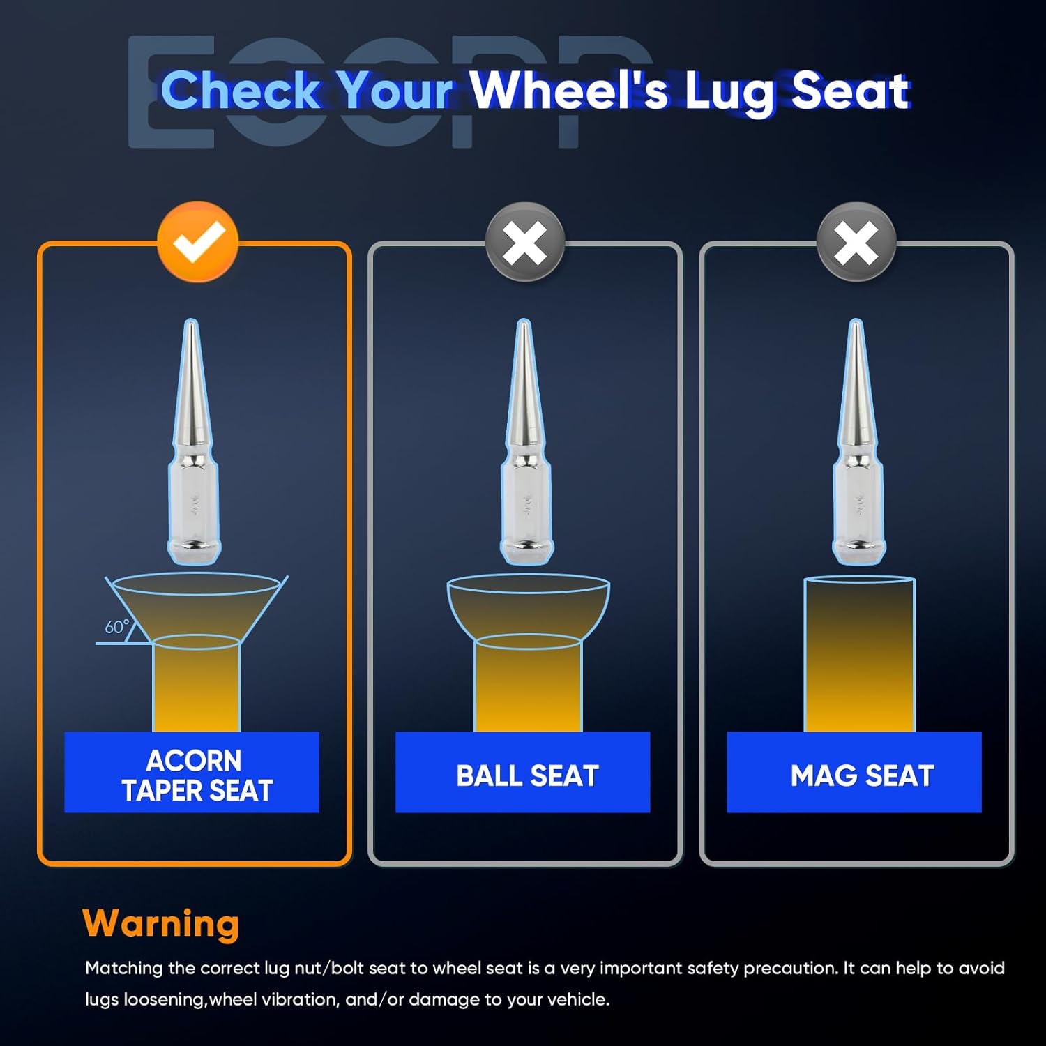 ECCPP 9/16 Spike Lug Nuts 32Pcs+ 1 Key Chrome Wheel Spiked Lug Nut 4.5" Tall Close End Lug Nuts fit for 2002-2010 for Dodge for Ram 1500 2500 | 2011-2013 for Ford E-150