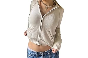 KMBANGI Aesthetic Zip Up Crop Hoodies for Women