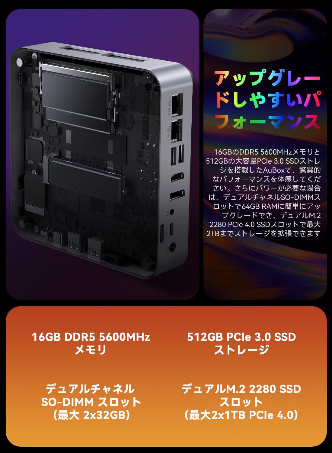 CHUWI AuBox 8745HS ミニPC Ryzen7/16GB/1TB Amazon.co.jp: CHUWIミニPC AuBox AMD Ryzen 7 8745HS (8C/16T)最大4.9