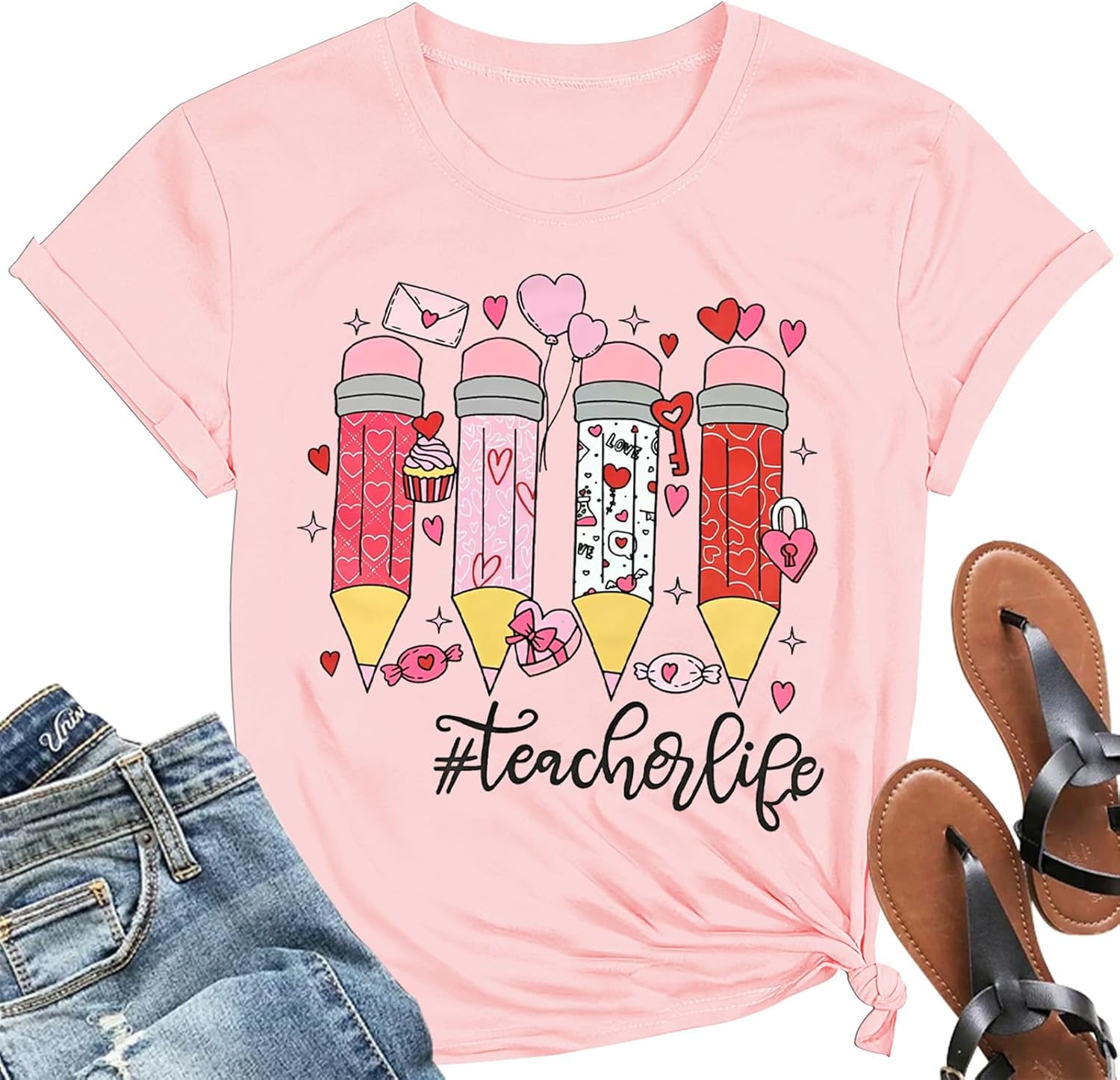 Happy Valentines Shirts for Women - Love Heart Valentines Day Tshirt Cute Tee Tops