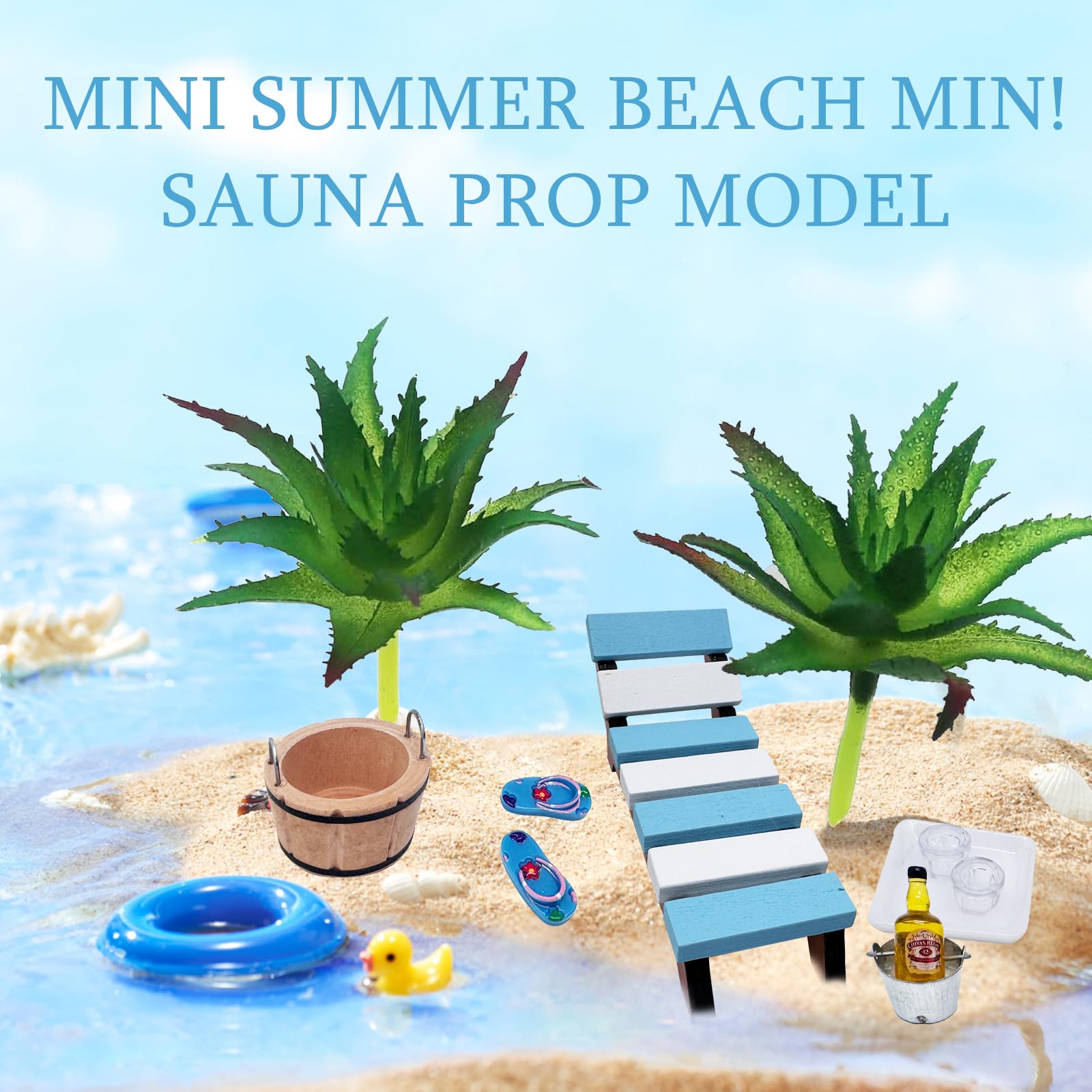 Zestaw 14 miniaturowych akcesoriów do sauny, opakowanie prezentowe, akcesoria miniaturowe plażowe, ogrodowe, do dekoracji DIY