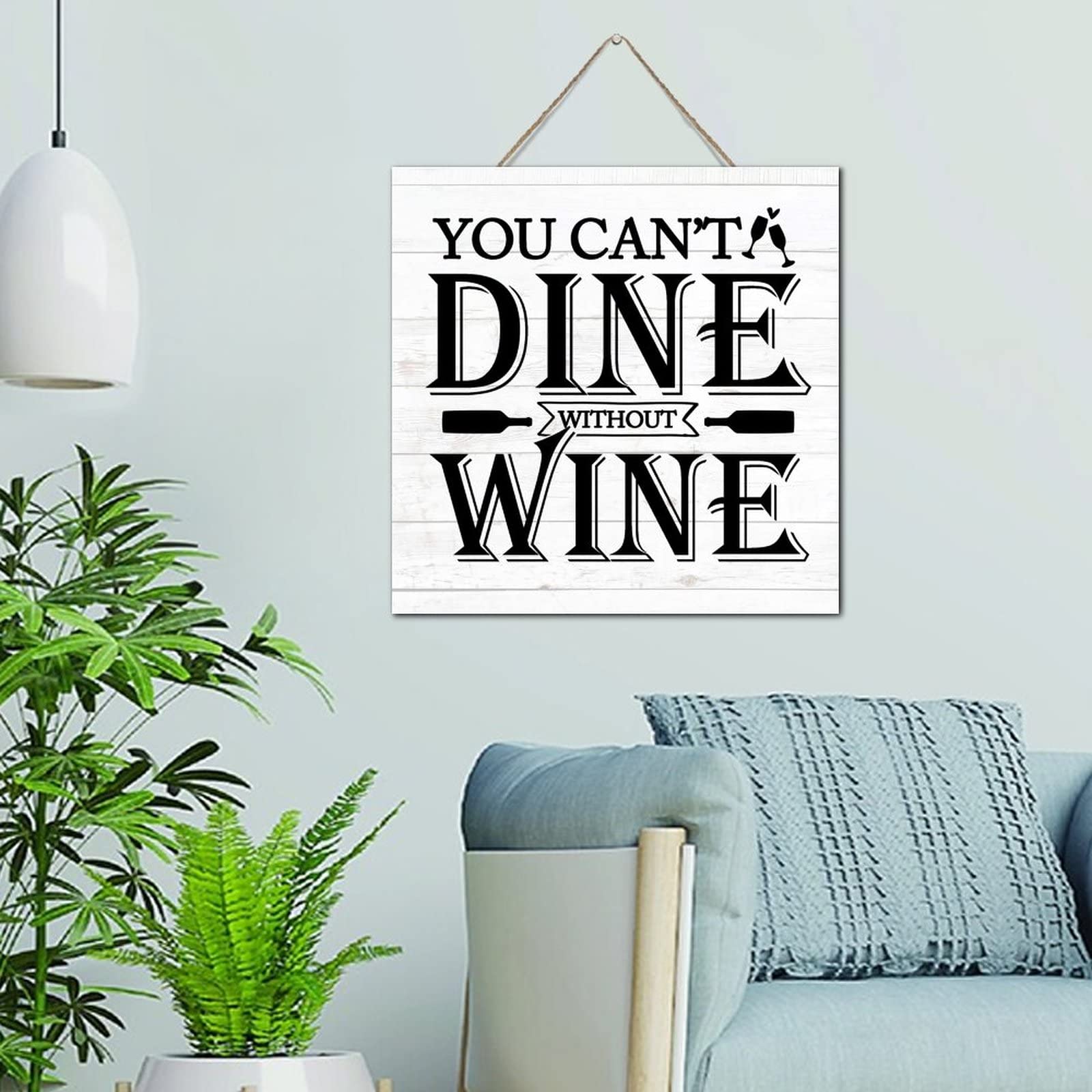 Plaque en bois You Cant Dine Without Wine idée cadeau déco maison