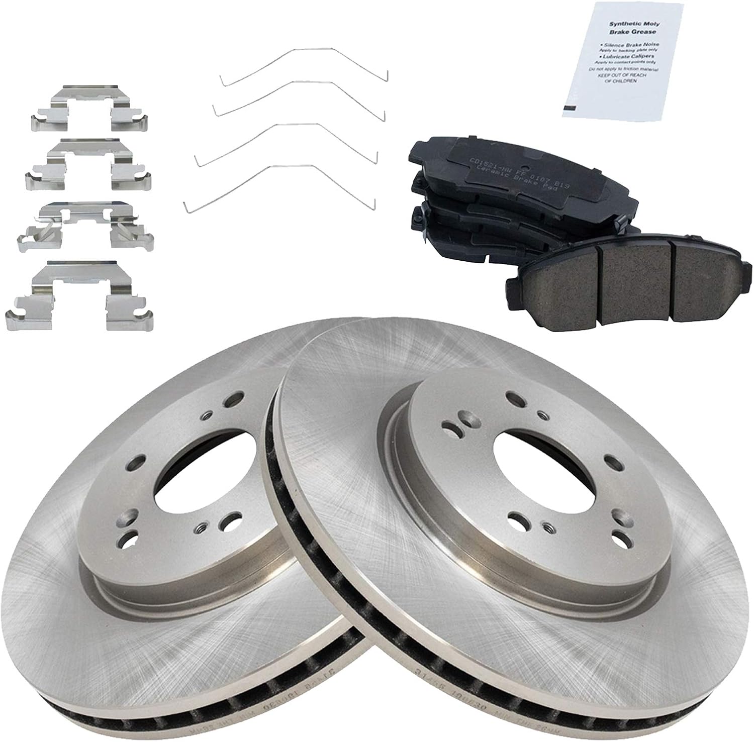 TRQ Front Brake Pad & Rotor Kit Brake Pads Brake Rotor Ceramic Compatible with 2011 Honda Accord Crosstour 2012-2016 CR-V 2012-2015 Crosstour