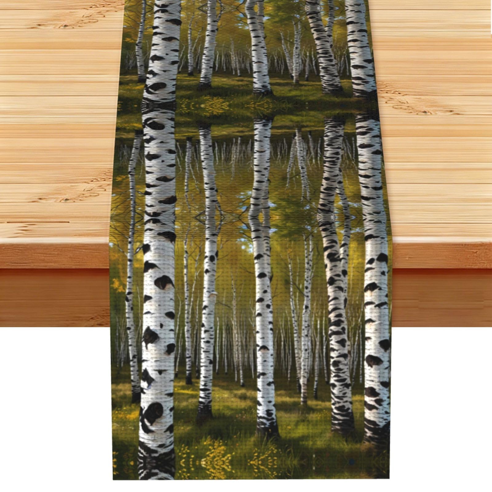 whiteness of birch trees Linen Feel Table Runner Wedding Party Home Decoration