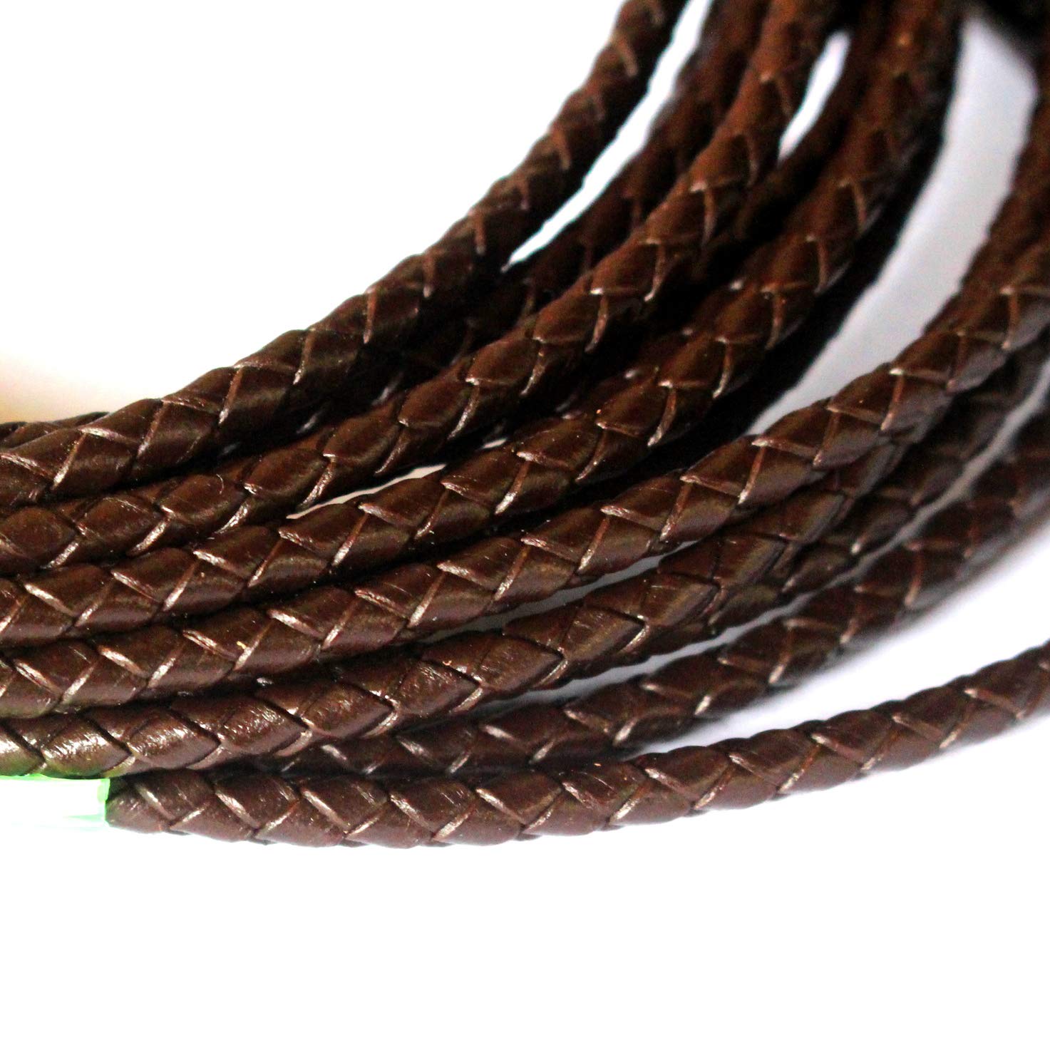 Tacool Coffee 5 Meters 3mm Braided Bolo Genuine Leather Strip Cord Braiding String for Jewelry Making