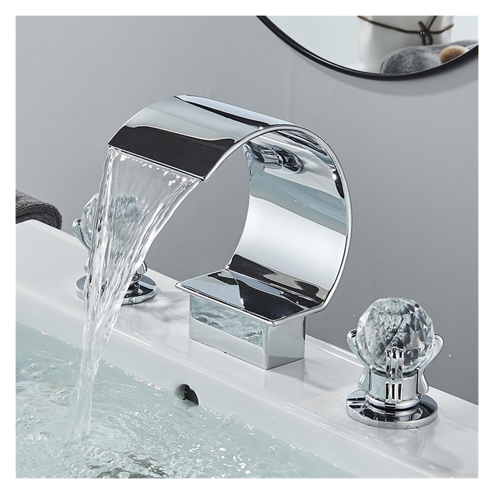 Grifo de tocador cascada cromado mezclador para lavabo de baño
