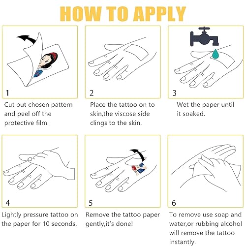 40 hojas de tatuajes temporales de princesa para niños, calcomanías de decoración de princesa de dibujos animados, regalos para niñas y niños,