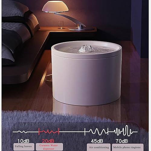 Miniatura 5 de Fuente de agua de cerámica para gatos de 33.82 onzas1 litro, dispensador automático súper silencioso para beber mascotas con 6 filtros de repuesto,