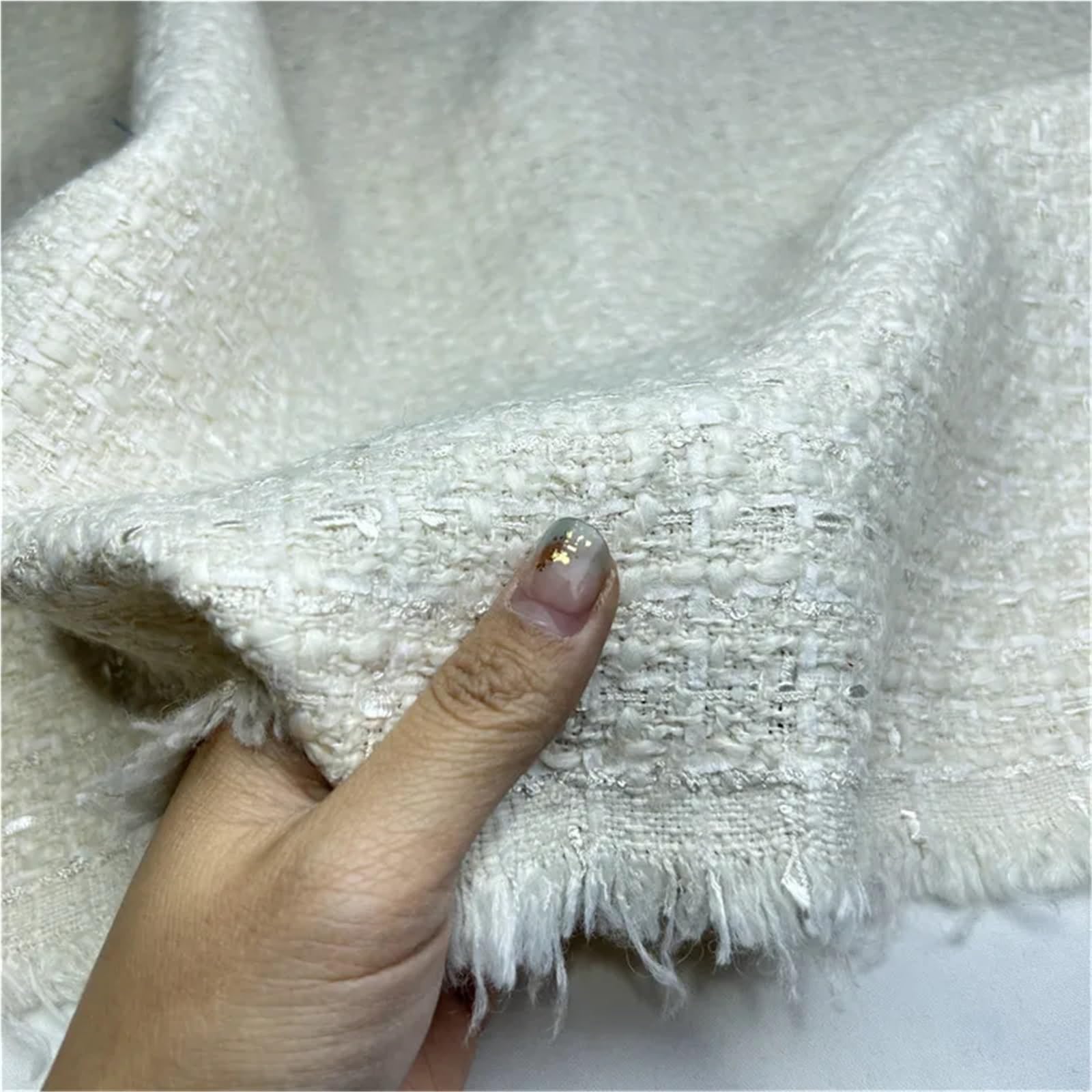 Tissu Tweed for Manteaux Robes Blanc 100cm