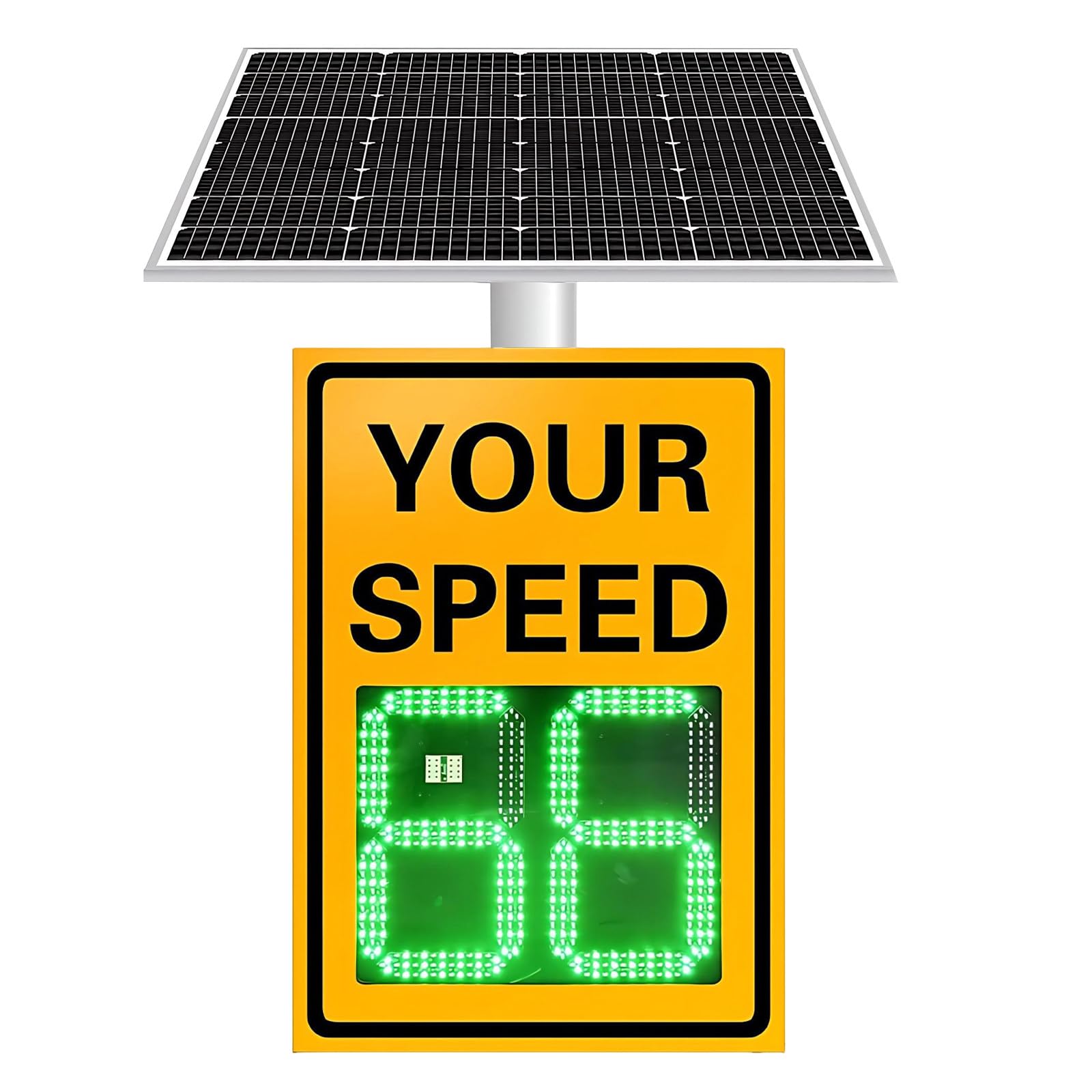 Señales de Radar de Velocidad solares 24"x36", señal LED Digital de límite de Velocidad con detectores de Radar, Pantalla de retroalimentación de tráfico en Aluminio Resistente Yellow