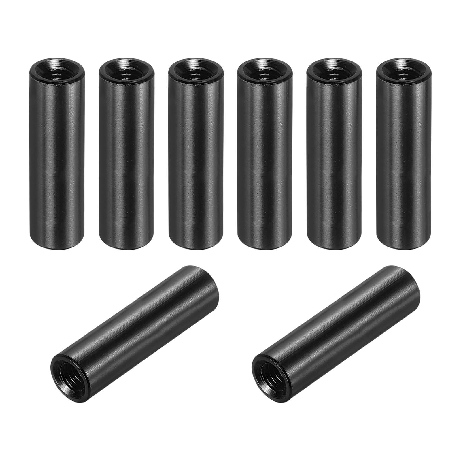 sourcing map 8 Pcs M3x25mm Round Aluminum Standoff Column Spacer, Coupling Screws Female Threaded Spacers for RC Multirotor Parts DIY FPV Quadcopter (Black)