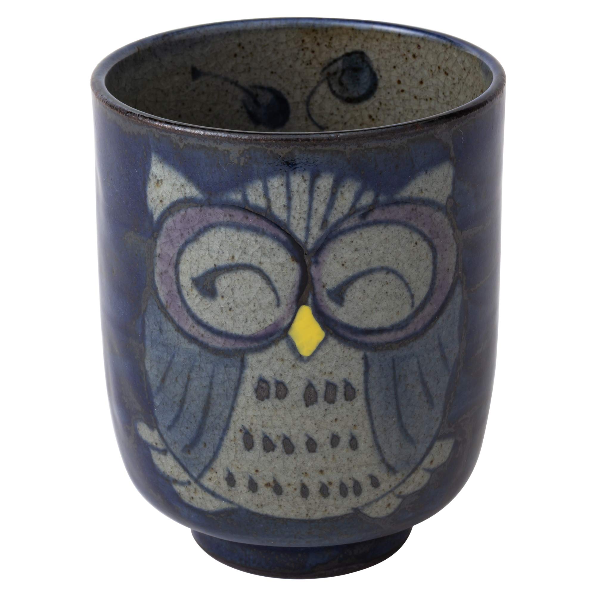 西海陶器 Saikai Pottery Hand drawing Owl Japanese Tea cup Blue size:L 83972 from Japan