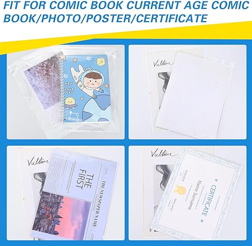Miniatura 7 de Epakh Paquete de 120 bolsas y tableros de cómics para almacenamiento de cómics, 7 1/4 pulgadas x 10 1/2 pulgadas, protector de revista transparente