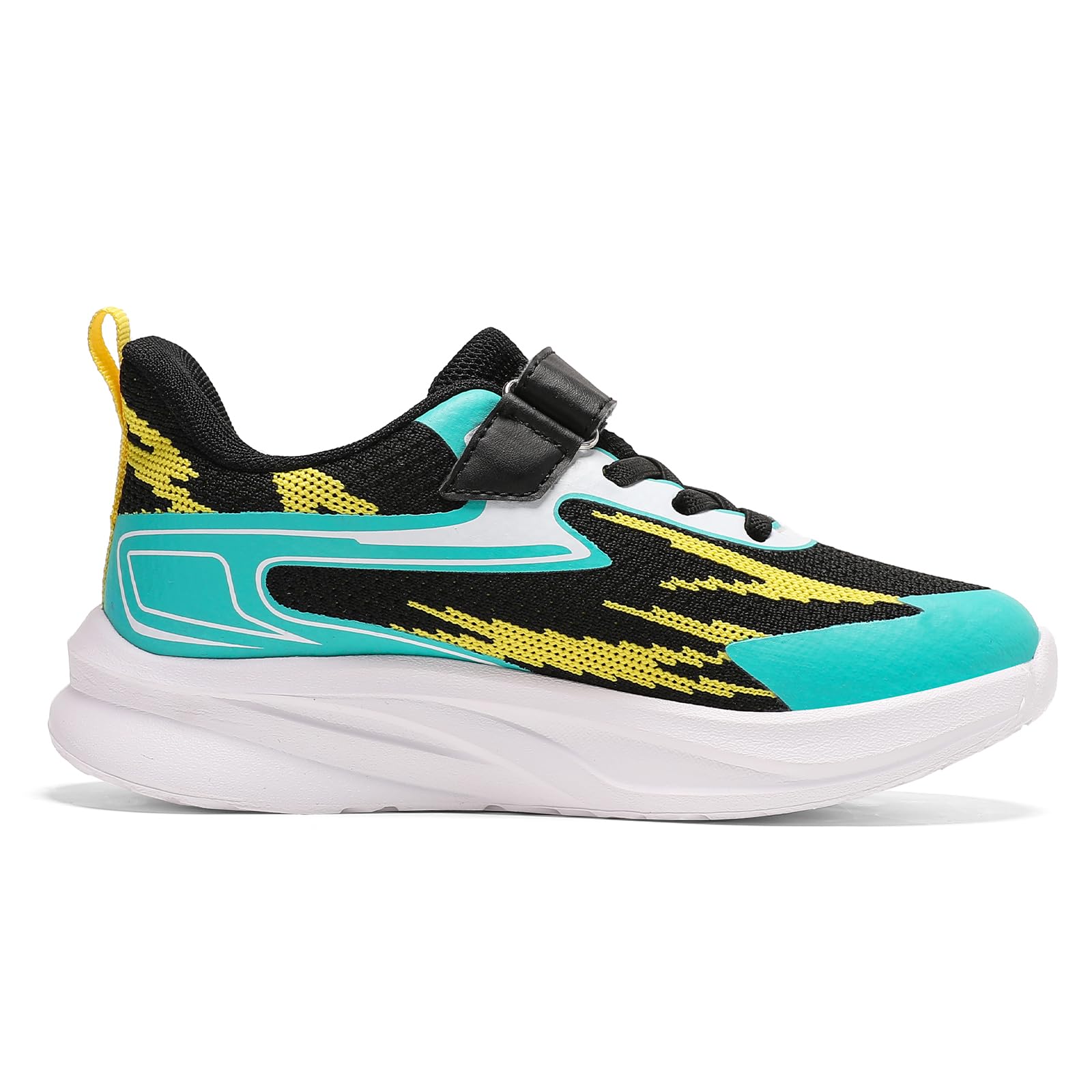 Basket Enfant Garcon Fille Sneakers Running Chaussure Enfant Garçon Respirant Chaussures de Marche Noir Jaune 37EU