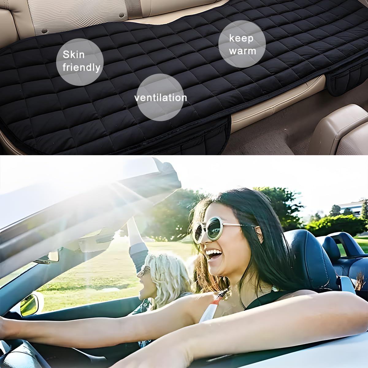 JNNJ Universel De Voiture Banquette Arrière Protection, Coussin Voitures pour Protection Siege Autos, Tapis De Voiture Siège Arrières Couverture en Peluche, Accessoires Automobiles(Noir)