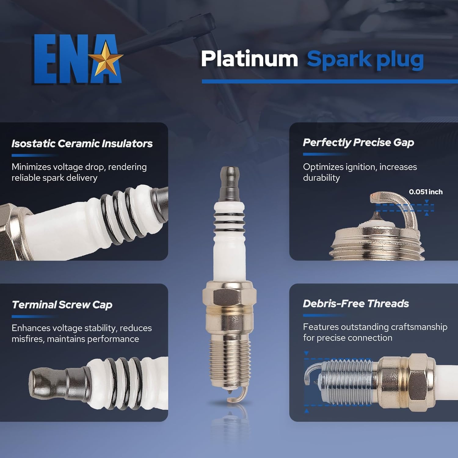 ENA DG508 Ignition Coils and SP479 Spark Plugs For 5.4 V8 Compatible with Lincoln Ford Mustang Econoline Excursion Expedition Pickup E150 E250 E350 F150 F250 4.6L 5.4L 6.8L Replacement for FD503 SP479