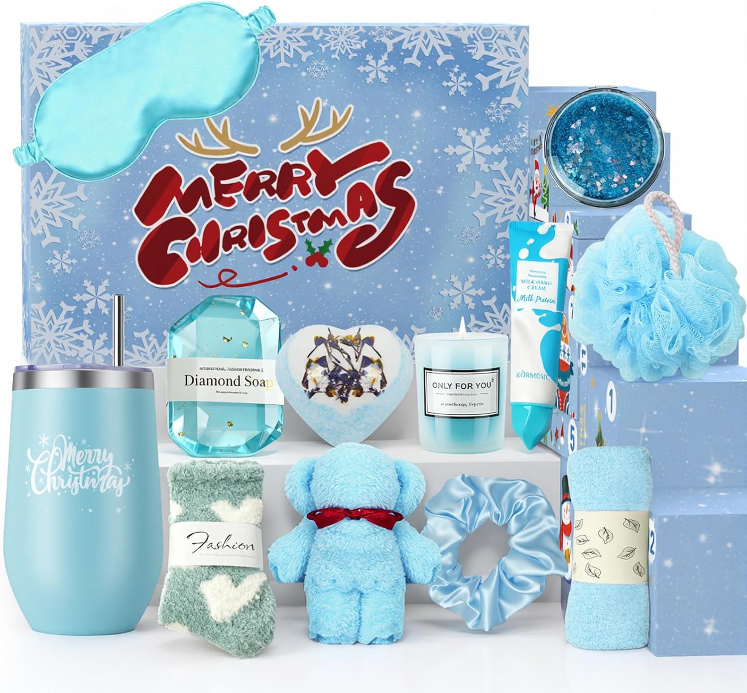 Advent Calendar for Women 2025-12 Days of Christmas Advent Calendar Unique Lavender Spa Gifts Basket Set, Creative Christmas Gifts for Women, Mom, Wife, Sister, Includes Coffee Mugs, Scented Candle